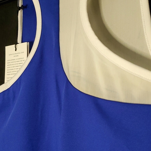 NWT Satva Sari Cami, Royal Blue & White Mesh with Build in Bra - Size Small - Picture 6 of 13